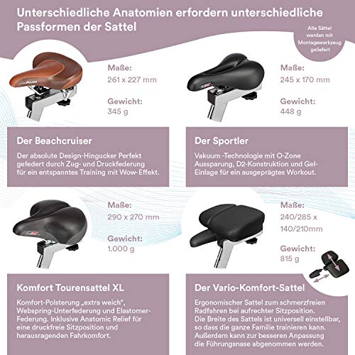 skandika Ergometer Hometrainer Elskling, Auswahl aus verschiedenen Sätteln, Magnetbremssystem, 11 kg Schwungmasse, 24 Trainingsprogramme, Tablet-Halterung, Bluetooth und App-Steuerung - 3