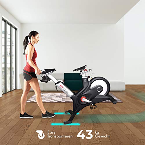 AsVIVA Indoor Cycle Speedbike S17 Studio Pro Bluetooth, 28kg Schwungmasse, computergesteuertes Bremssystem, leiser Riemenantrieb, SPD-klick Pedale, Pulsempfänger inkl. Polar Pulsgurt, Heimtrainer - 4