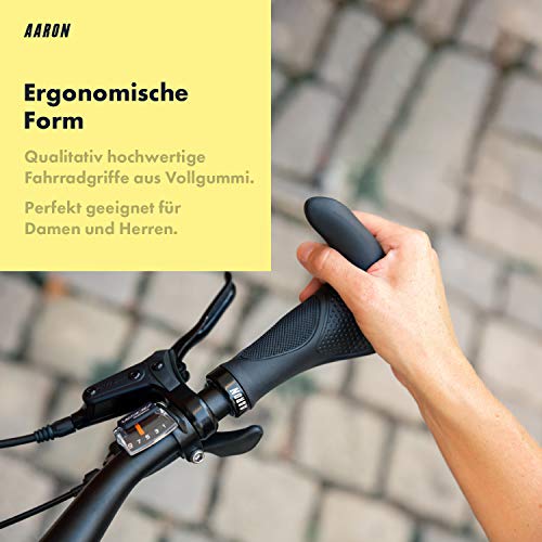 AARON Horn - Lenker Griffe mit Gel Dämpfung - ergonomische Lenkerhörner aus rutschfestem Gummi - Fahrradgriffe für E-Bike, Trekkingrad, Mountainbike, Tourenrad in schwarz - 7