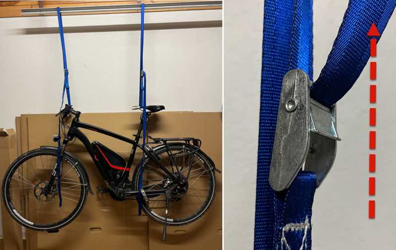 Das Bild zeigt eine DIY E-Bike Montage- und Putzhalterung